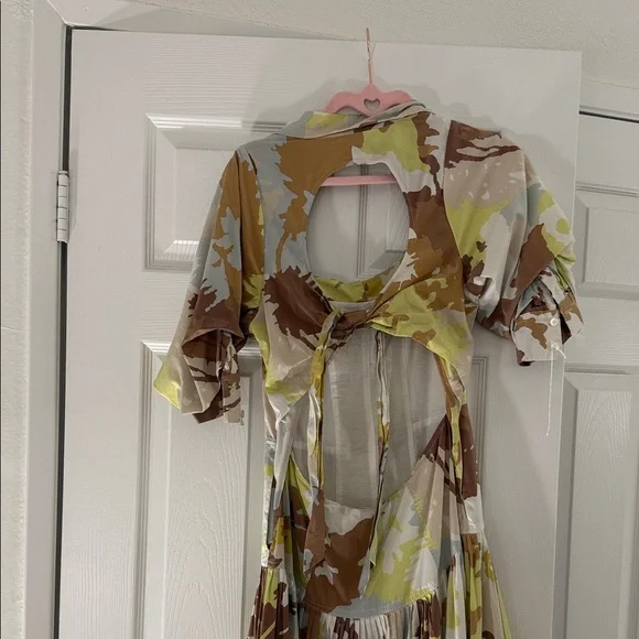 Jonathan Simkhai Camouflage Midi Dress in Brown and Cream